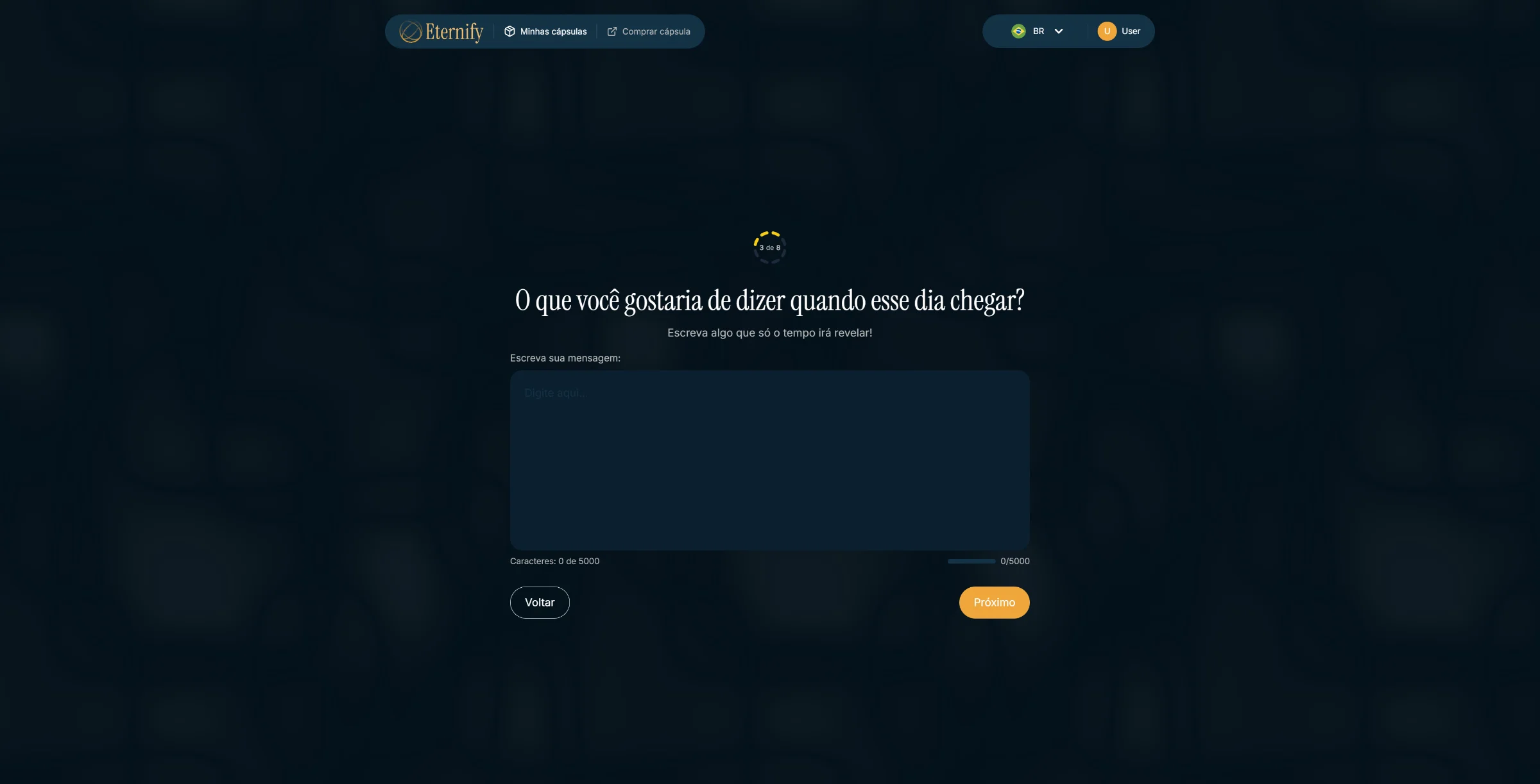 Criação, passo 3: a mensagem